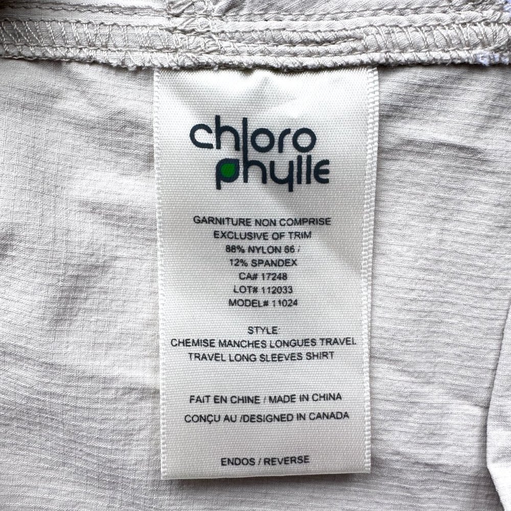 CHLOROPHYLLE Sport Travel Nylon Spandex Front Pockets Beige Shirt Small - Picture 10 of 11